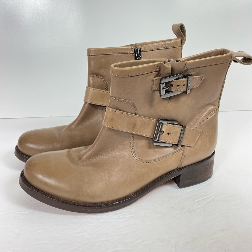 Mimco Leather Brown Tan Buckle Harness Motorcycle Moto Ankle Boot Women 8, 39